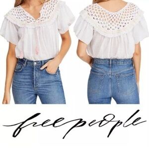 Free People Allora Allora Crocheted Ruffled Top - Size M - NWT